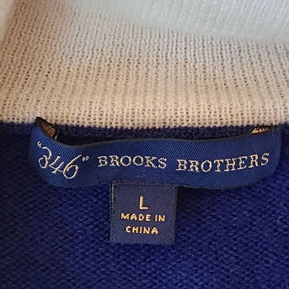 346 Brooks Brothers Royal Blue Merino Wool Sweater Size L - Picture 5 of 12